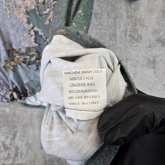 3Potato Dress Womens Medium Green Blue Abstract Floral Print Tunic Pockets Boho - Picture 13 of 14